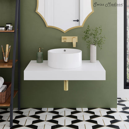 Swiss Madison Monaco 36" Floating Bathroom Shelf with Vessel Sink in Glossy White