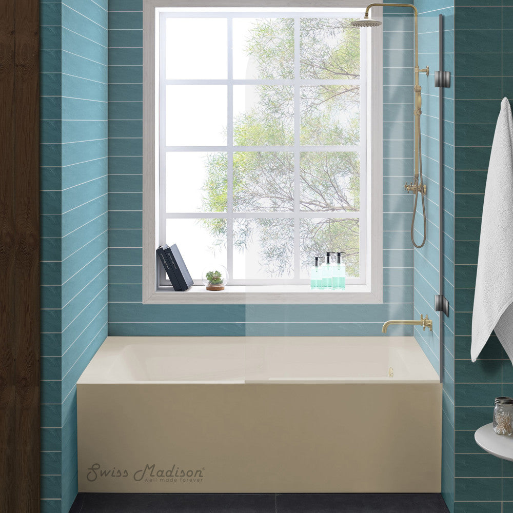 Swiss Madison Voltaire 54" x 30" Right-Hand Drain Alcove Bathtub with Apron in Bisque