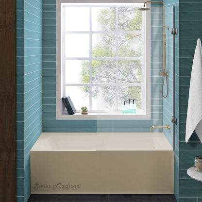 Swiss Madison Voltaire 54" x 30" Right-Hand Drain Alcove Bathtub with Apron in Bisque