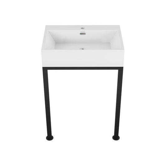 Swiss Madison Concorde 24" Rectangle Console Sink with Matte Black Legs