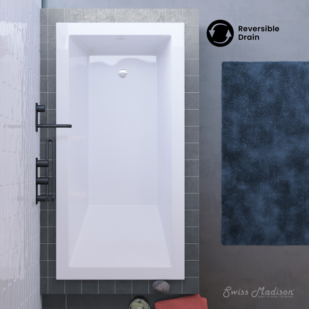 Swiss Madison Voltaire 48" x 32" Reversible Drain Drop-In Bathtub