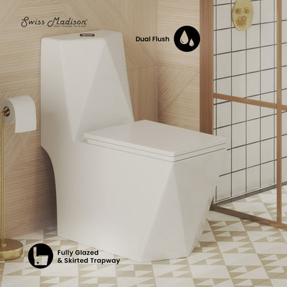 Swiss Madison Brusque One-Piece Square Toilet Dual-Flush 1.1/1.6 gpf