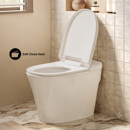 Swiss Madison Hugo H Power Flush Tankless Toilet 12" Rough-in 1.1 GPF Non-Electric ADA Toilet with Integrated Tank in Glossy White