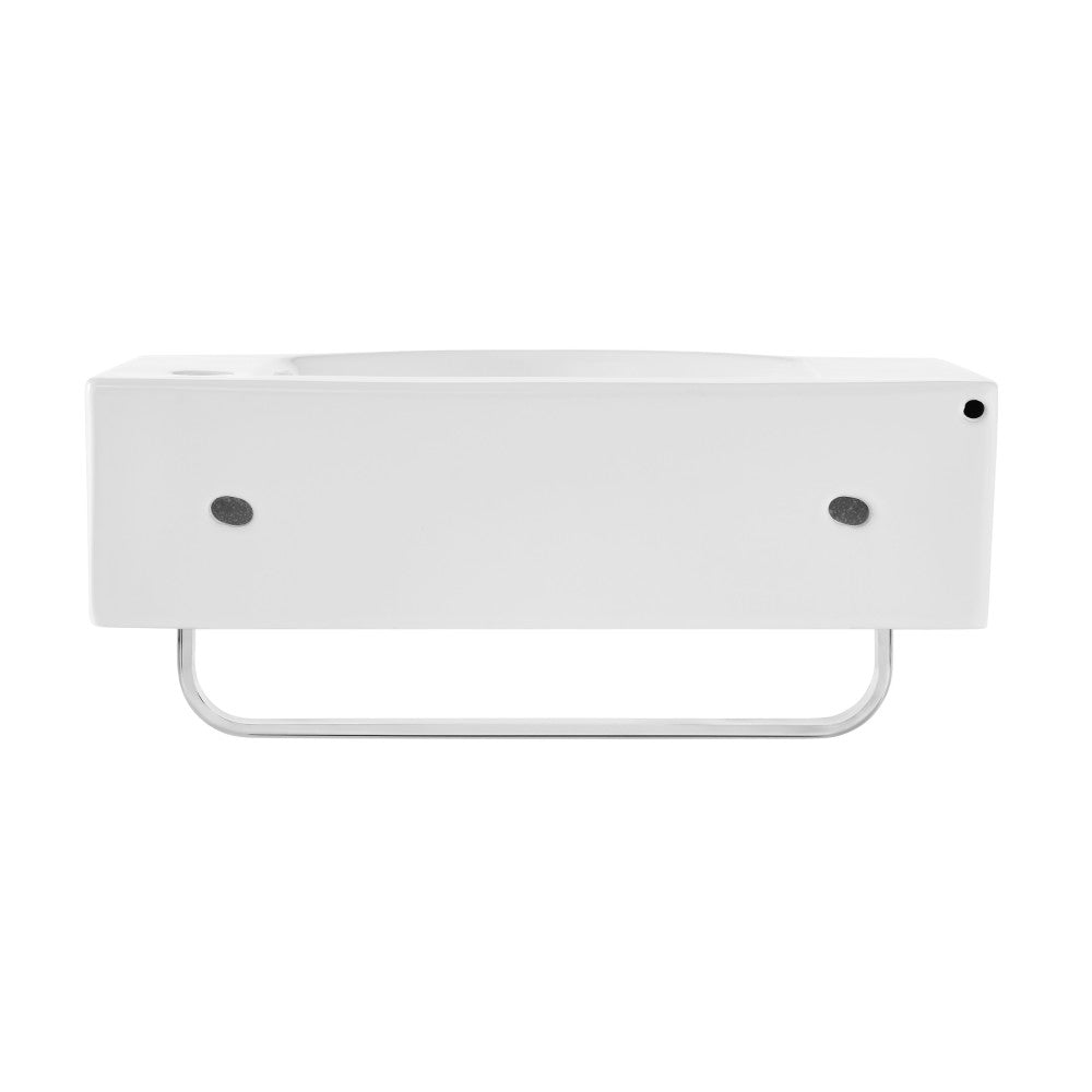 Swiss Madison Chateau 21.5" Right Side Faucet Wall-Mount Bathroom Sink with Chrome Towel Bar