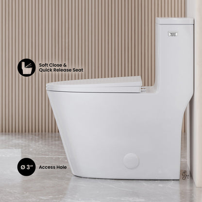 Swiss Madison Dreux One-Piece 12" Rough-in 1.28 GPF Right Flush Elongated Toilet in Glossy White