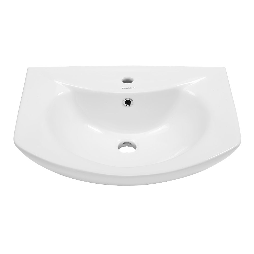Swiss Madison Chateau Pedestal Bathroom Sink Round Single Faucet Hole
