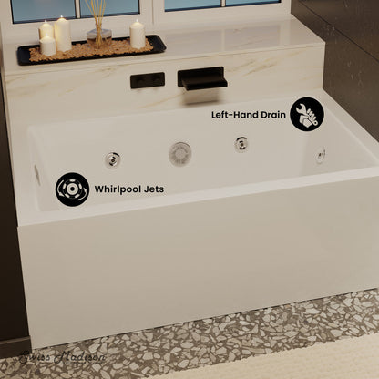 Swiss Madison Avancer 60" x 36" Left-Hand Drain Rectangular Alcove Whirlpool Bathtub with Apron
