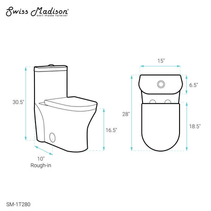 Swiss Madison Monaco One-Piece Elongated Toilet Dual Flush 1.1/1.6 gpf with 10" Rough in