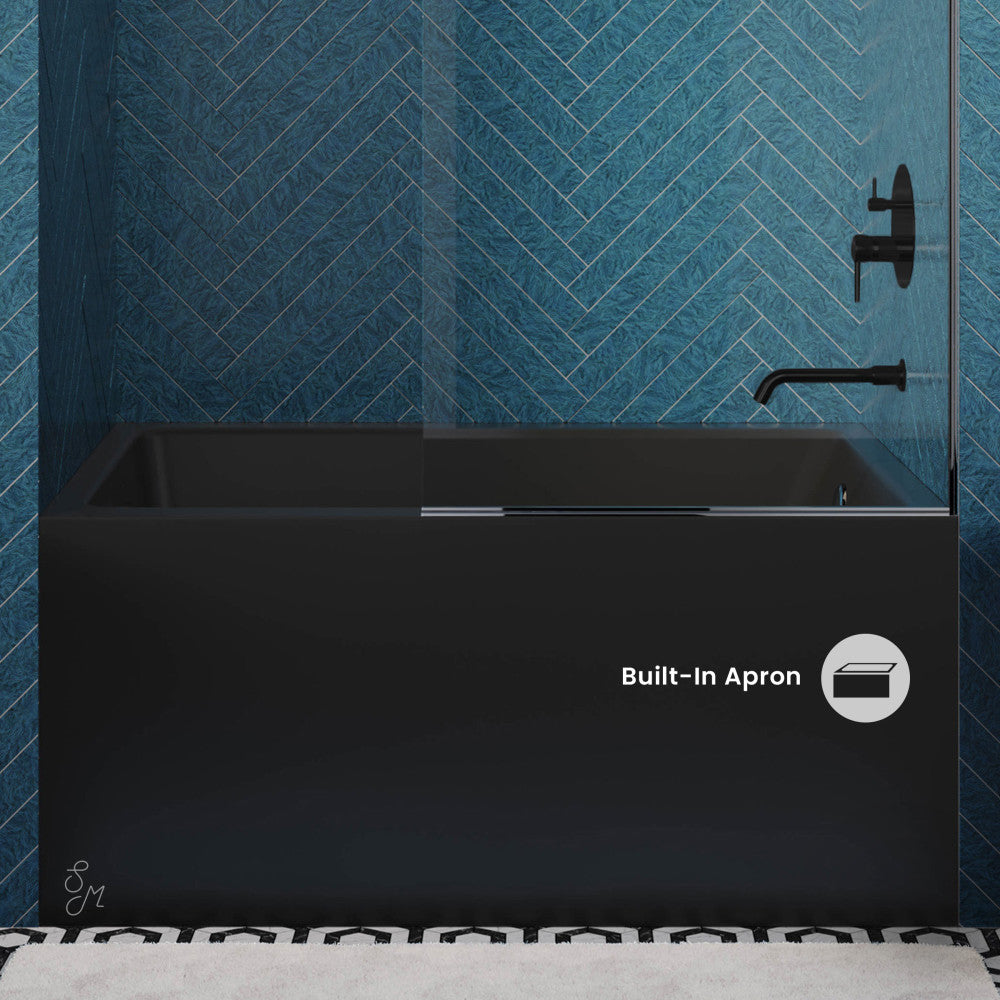 Swiss Madison Voltaire 48" x 32" Right-Hand Drain Alcove Bathtub with Apron in Matte Black