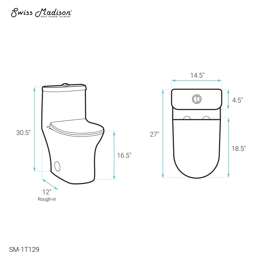 Swiss Madison Cascade One-Piece Toilet Dual-Flush 0.8/1.28 gpf