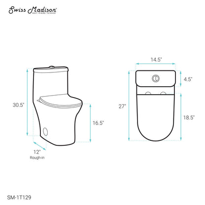 Swiss Madison Cascade One-Piece Toilet Dual-Flush 0.8/1.28 gpf