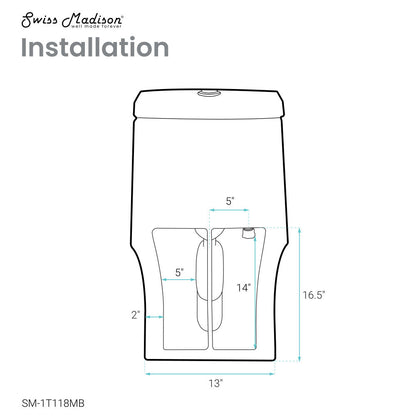 Swiss Madison Virage One-Piece Elongated Toilet Vortex Dual-Flush 1.1/1.6 gpf, Matte Black