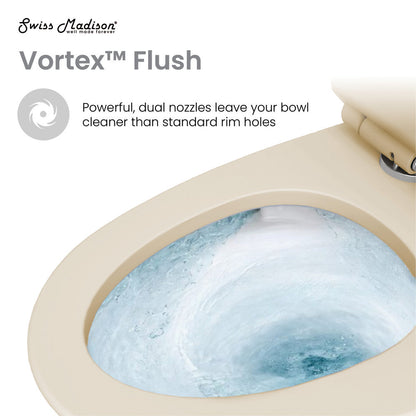 Swiss Madison St. Tropez One Piece Elongated Toilet Dual Vortex Flush 1.1/1.6 gpf in Bisque