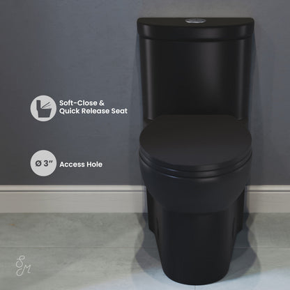 Swiss Madison Sublime One-Piece Elongated Toilet Dual-Flush in Matte Black 1.1/1.6 gpf