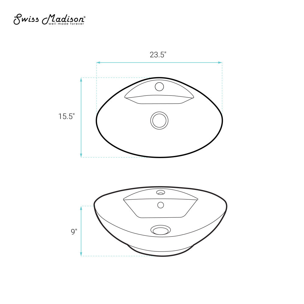 Swiss Madison Ivy 23 Oval Ceramic Vessel Sink