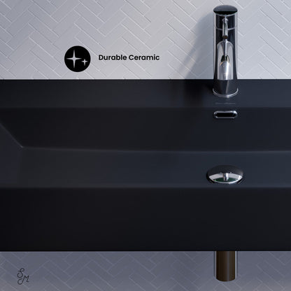 Swiss Madison Claire 40" Rectangle Wall-Mount Bathroom Sink in Matte Black