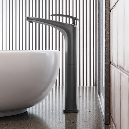 Swiss Madison Sublime Single Hole, Single-Handle, High Arc Bathroom Faucet in Gunmetal Grey