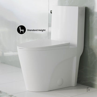Swiss Madison St. Tropez One-Piece 14" Rough-in 1.28 GPF Left Flush Elongated Toilet in Glossy White