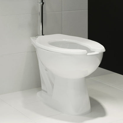 Swiss Madison Sirene Floor-Mounted Commercial Elongated Top Flush Spud Flushometer Toilet Bowl