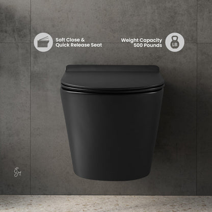 Swiss Madison Calice Wall-Hung Round Toilet Bowl in Matte Black