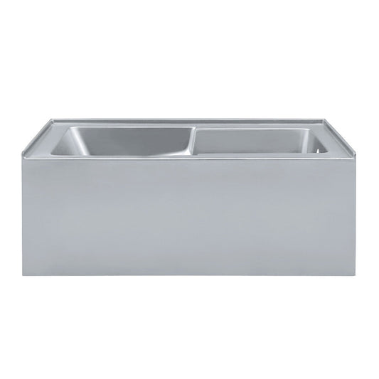 Swiss Madison Voltaire 60" x 32" Right-Hand Drain Alcove Bathtub with Apron and Armrest in Matte Grey