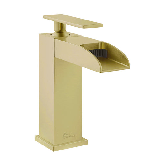 Swiss Madison Concorde Single Hole, Single-Handle, Waterfall Bathroom Faucet in Brushed Gold