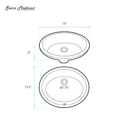 Swiss Madison Monaco 19" Ceramic Undermount Bathroom Sink in Matte Black