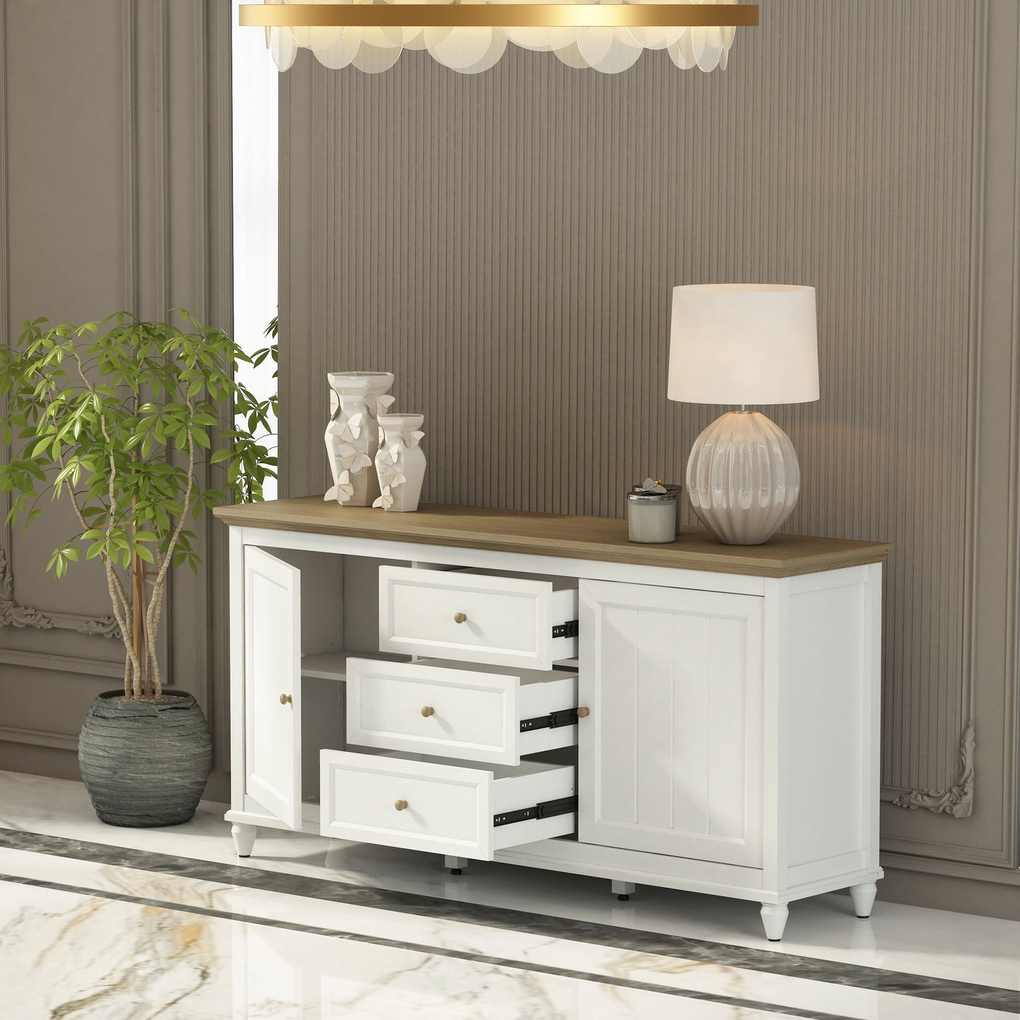 Anderson Teak Chenon Sideboard - White & Brown