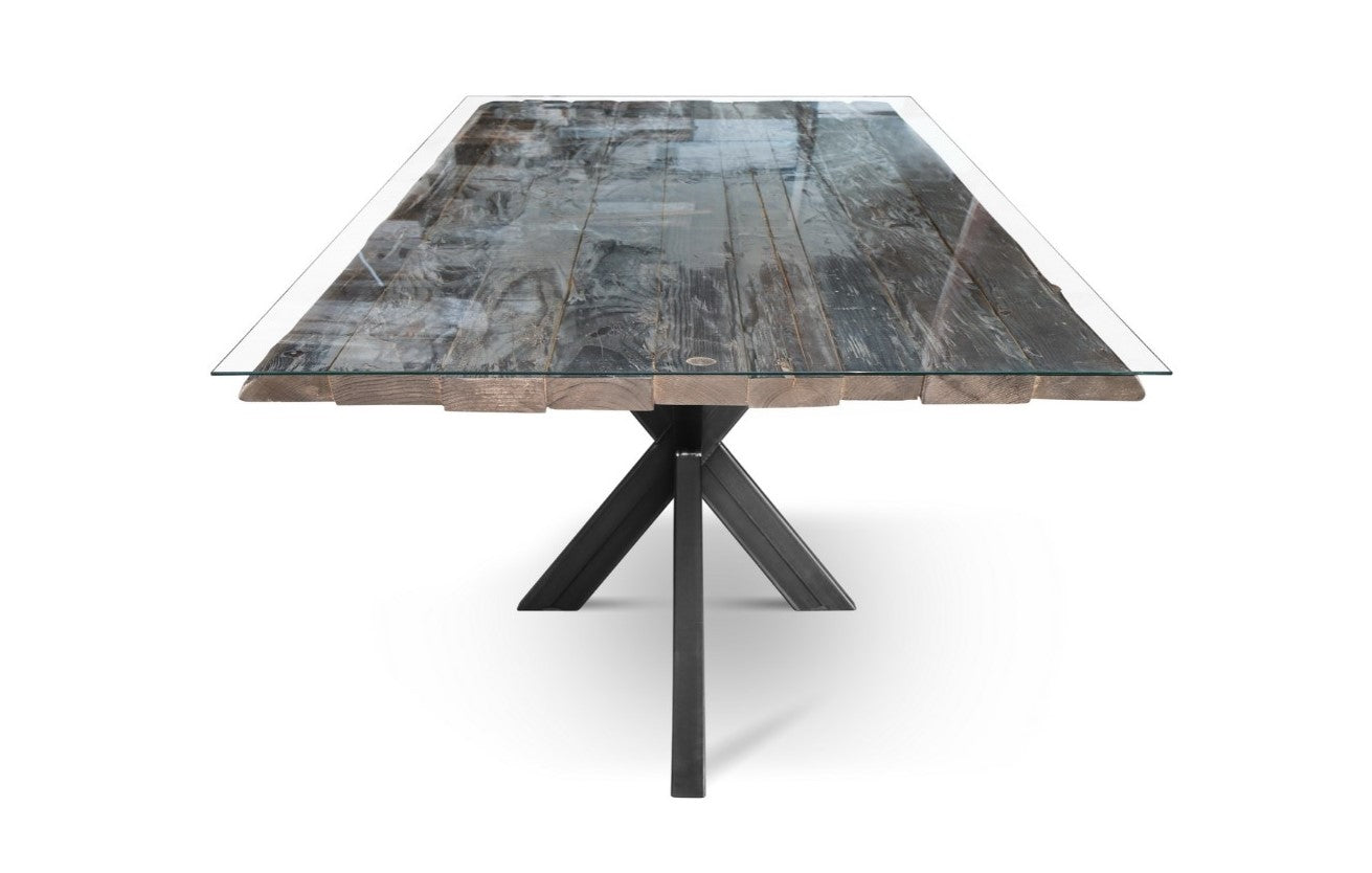 Maxima House REDDE-Glass Solid Wood Dining Table