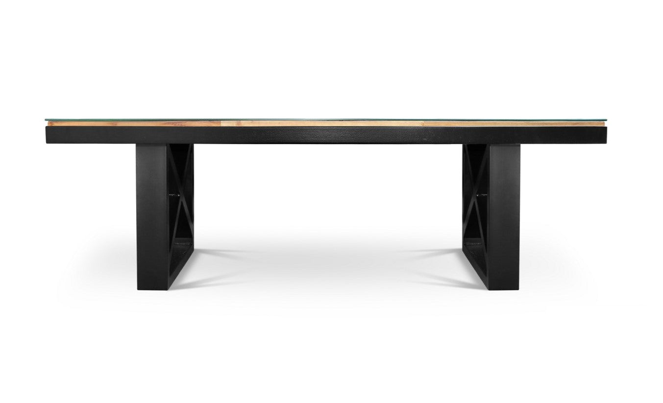 Maxima House KANTO-T Glass top Solid Wood Dining Table