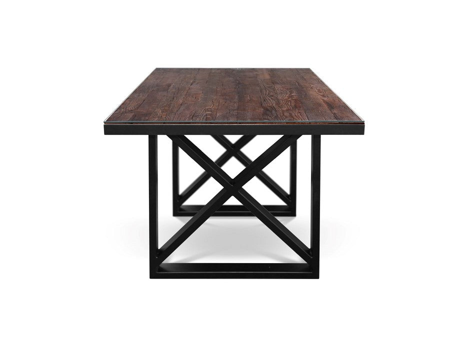 Maxima House KANTO Glass top Solid Wood Dining Table