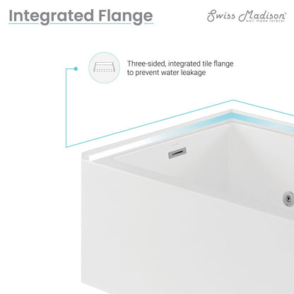 Swiss Madison Avancer 60" x 36" Right-Hand Drain Rectangular Alcove Whirlpool Bathtub with Apron