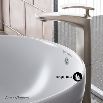 Swiss Madison Sublime Single Hole, Single-Handle, High Arc Bathroom Faucet in Brushed Nickel