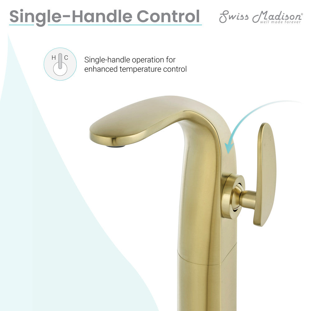 Swiss Madison Chateau Single Hole, Single-Handle, High Arc Bathroom Faucet in Brushed Gold