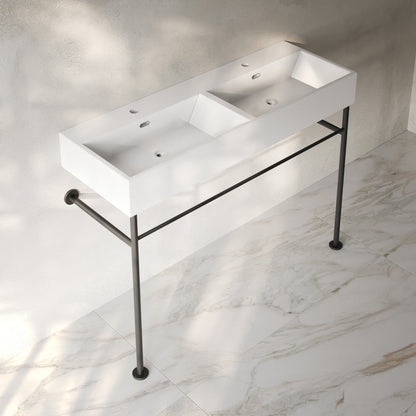 Swiss Madison Claire 48" Double Basin Console Sink with Matte Black Legs