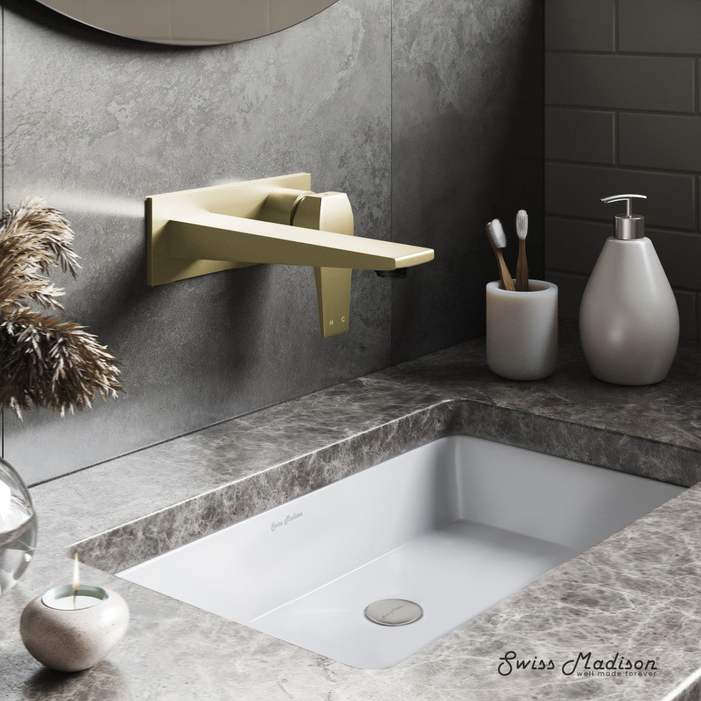Swiss Madison Voltaire Single-Handle, Wall-Mount, Bathroom Faucet in Brushed Gold