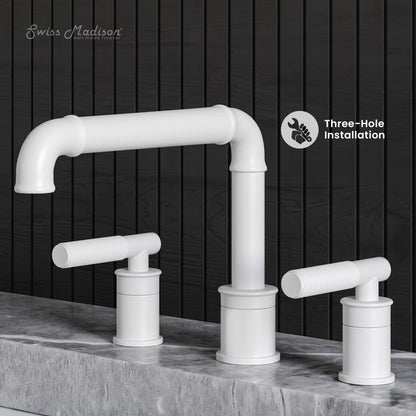 Swiss Madison Avallon 8 in. Widespread, Sleek Handle, Bathroom Faucet in Matte White
