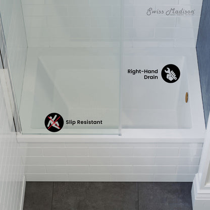 Swiss Madison Voltaire 48" x 32" Right-Hand Drain Alcove Bathtub