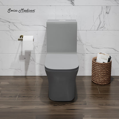 Swiss Madison Concorde One Piece Square Toilet Dual Flush in Matte Grey 1.1/1.6 gpf