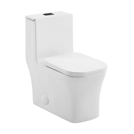 Swiss Madison Concorde One Piece Square Toilet Dual Flush, Black Hardware 1.1/1.6 gpf