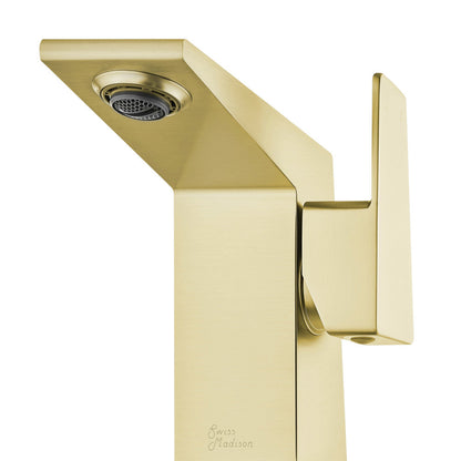 Swiss Madison Carre Single Hole, Single-Handle, Bathroom Faucet in Brushed Gold