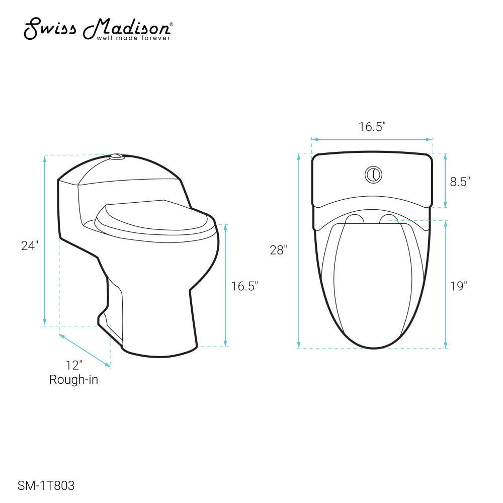 Swiss Madison Chateau One-Piece Elongated Toilet Dual-Flush 1.1/1.6 gpf