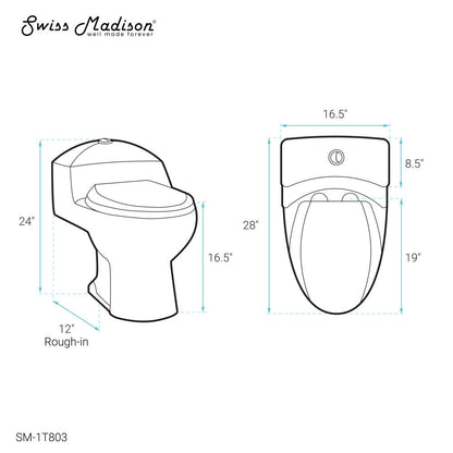 Swiss Madison Chateau One-Piece Elongated Toilet Dual-Flush 1.1/1.6 gpf