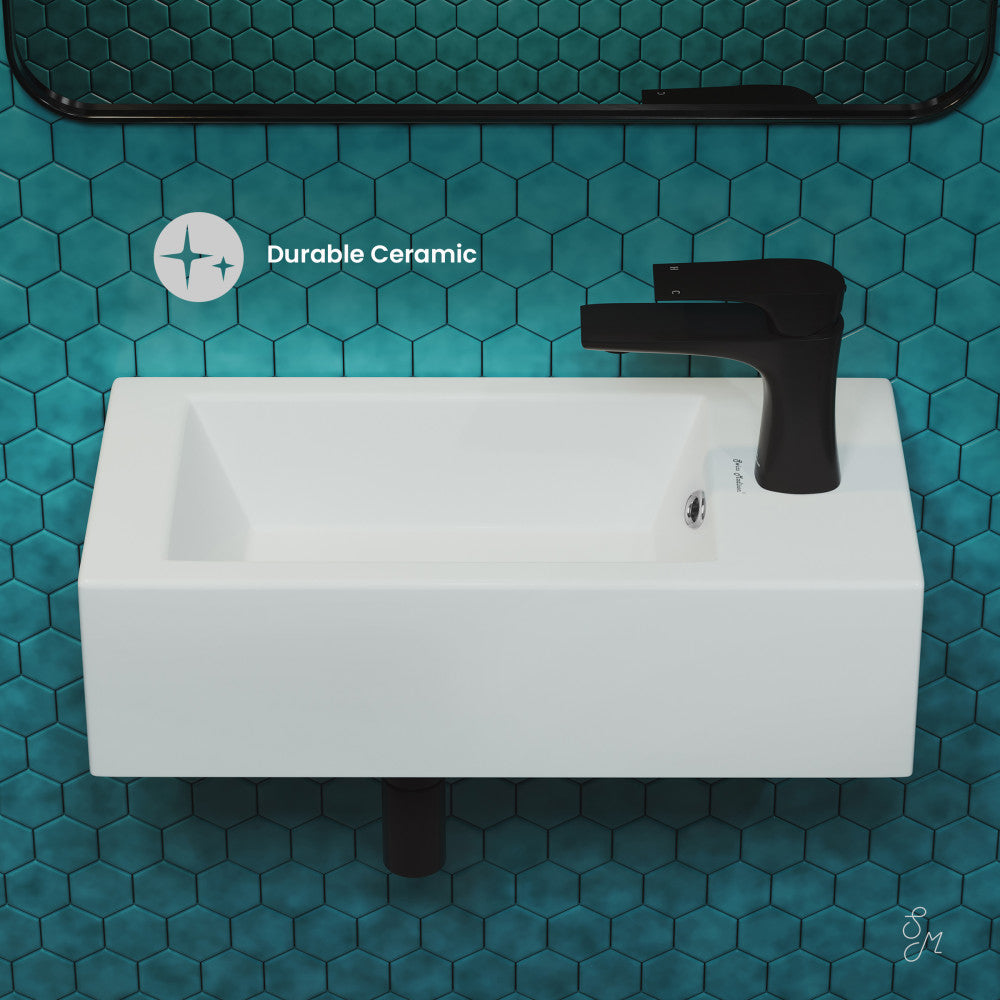 Swiss Madison Voltaire 19.5 x 10 Rectangular Ceramic Wall Hung Sink with Right Side Faucet Mount