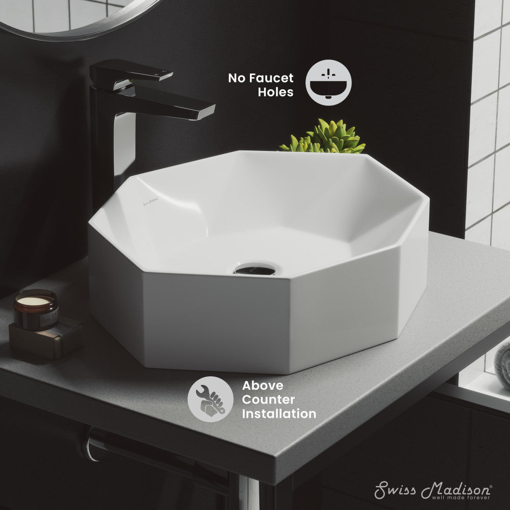 Swiss Madison Brusque Glossy White Ceramic Specialty Vessel Sink 19.25 in