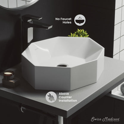 Swiss Madison Brusque Glossy White Ceramic Specialty Vessel Sink 19.25 in