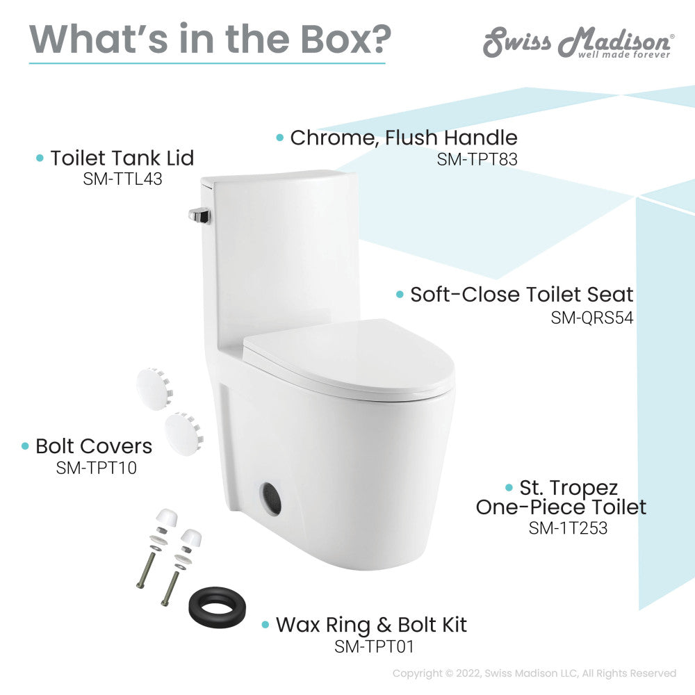 Swiss Madison St. Tropez One-Piece Elongated Toilet Side Flush 1.28 gpf