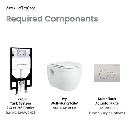 Swiss Madison Ivy Wall-Hung Elongated Toilet Bowl Only in Matte White