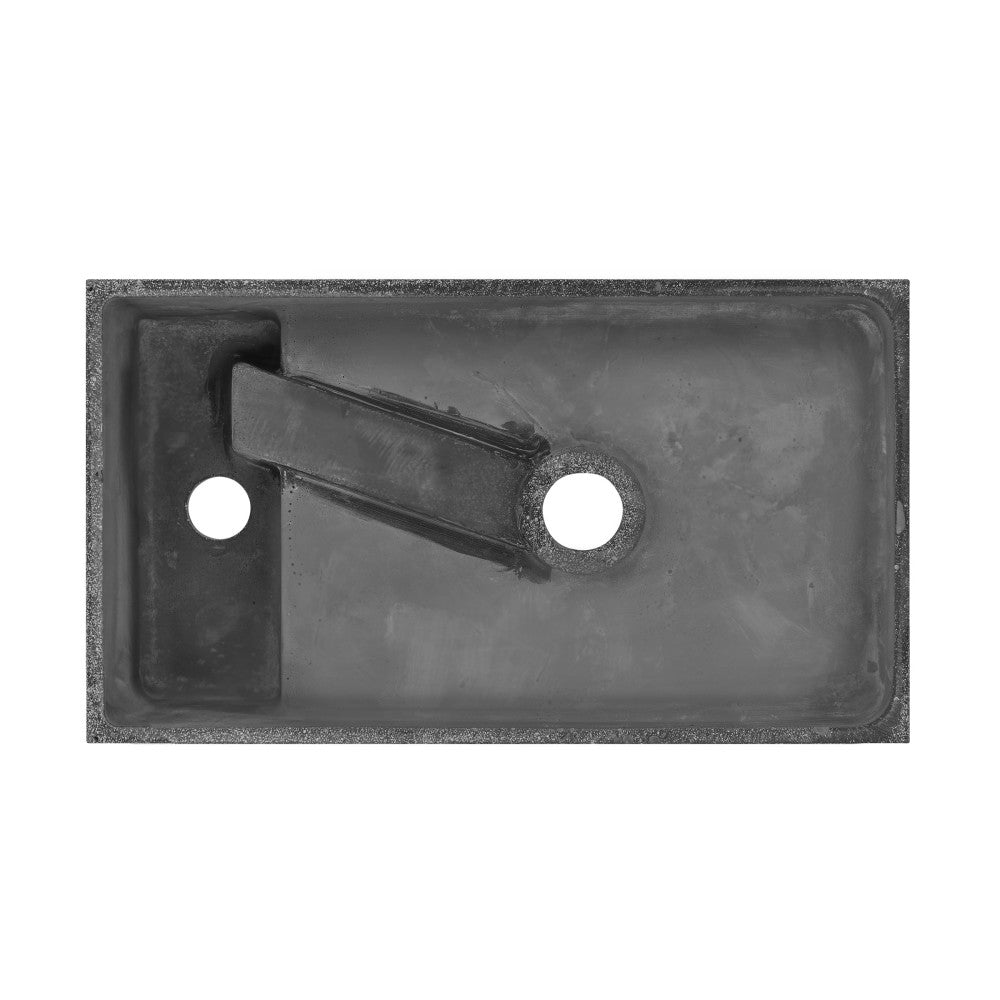 Swiss Madison Lisse 16" Concrete Rectangle Wall-Mounted Sink with Right Side Faucet Mount in Matte Dark Gray