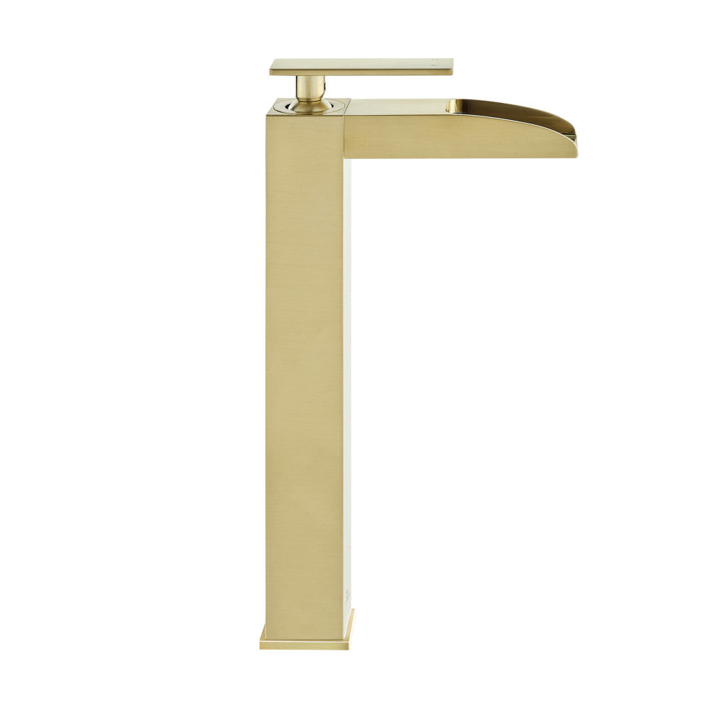 Swiss Madison Concorde Single Hole, Single-Handle, High Arc Waterfall, Bathroom Faucet in Brushed Gold